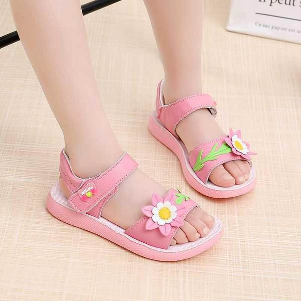 Bērnu sandales no eko ādas un 3D dekorācijas