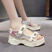 Ljetne sandale na čičak i brokat