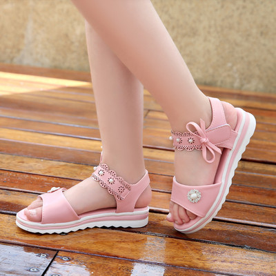 Bērnu ikdienas sandales ar velcro pērlēm un lenti