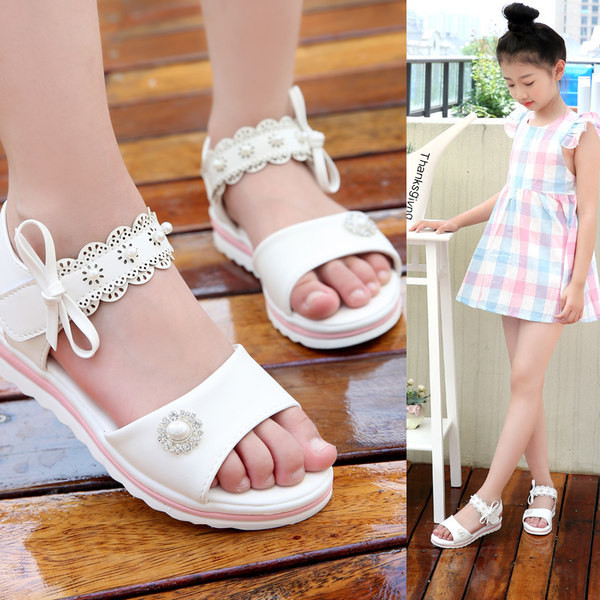 Bērnu ikdienas sandales ar velcro pērlēm un lenti