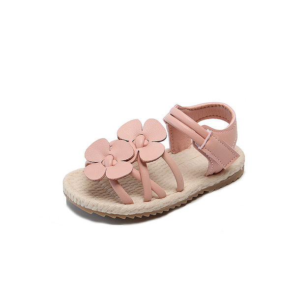 3D-lillede ja lameda tallaga vabaaja laste sandaalid