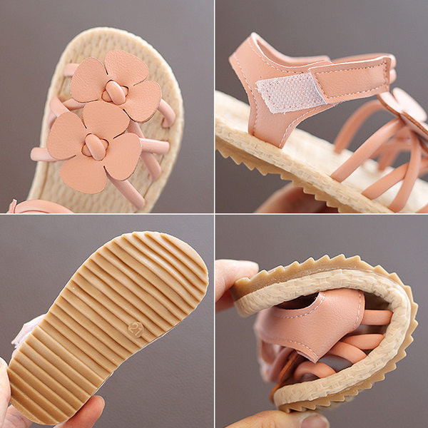 3D-lillede ja lameda tallaga vabaaja laste sandaalid