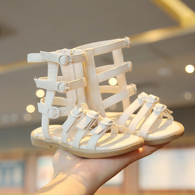 Dječje sandale od eko kože sa kopčama i patentnim zatvaračem