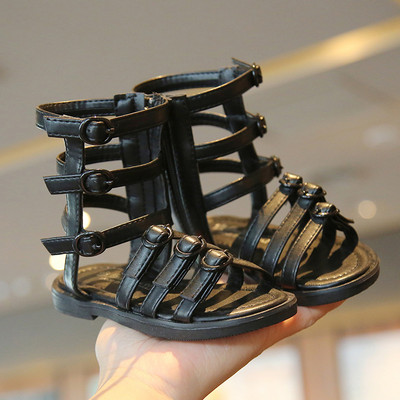 Dječje sandale od eko kože sa kopčama i patentnim zatvaračem