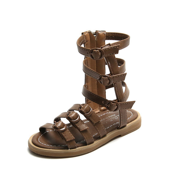 Dječje sandale od eko kože sa kopčama i patentnim zatvaračem