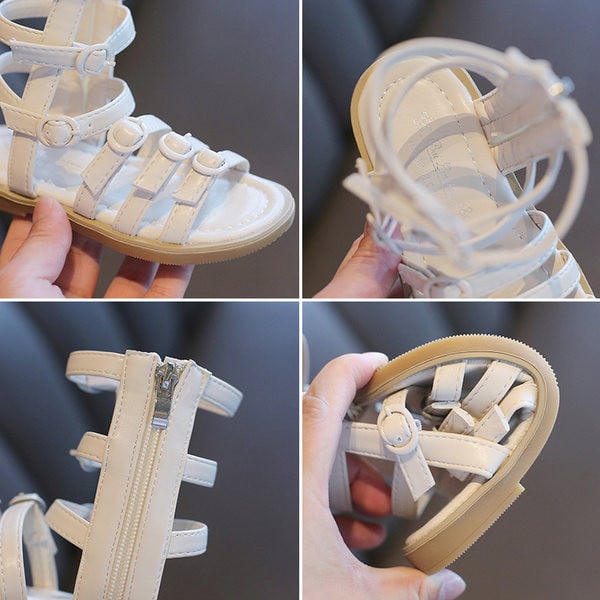 Dječje sandale od eko kože sa kopčama i patentnim zatvaračem