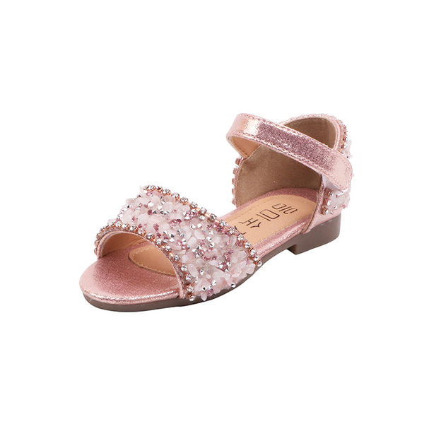 Bērnu sandales ar plakanām zolēm un akmeņiem