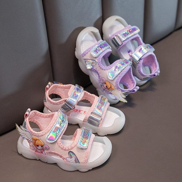 Ikdienas bērnu sandales ar 3D elementu un velcro aizdari meitenēm