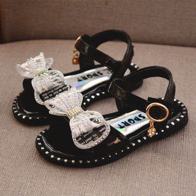 Casual παιδικά σανδάλια με επίπεδη σόλα και κορδέλα