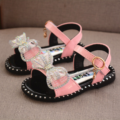 Casual παιδικά σανδάλια με επίπεδη σόλα και κορδέλα