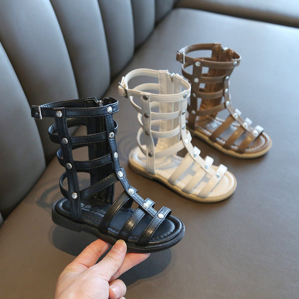 Moderne dječje kožne sandale s patentnim zatvaračem