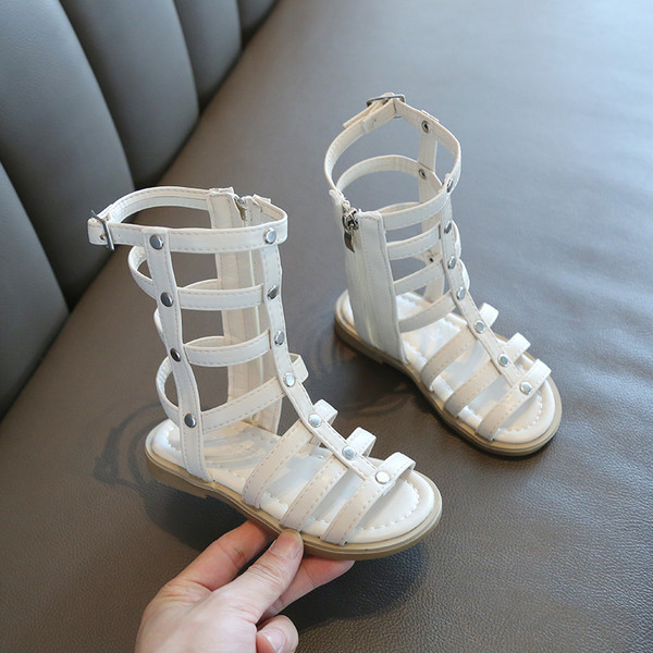 Moderne dječje kožne sandale s patentnim zatvaračem