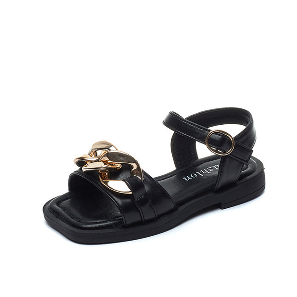 Bērnu ādas sandales ar metāla apdari