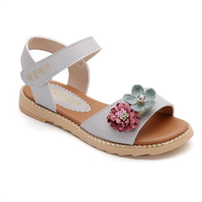 Παιδικά σανδάλια για κορίτσια από οικολογικό δέρμα με πολύχρωμη διακόσμηση