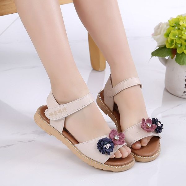 Παιδικά σανδάλια για κορίτσια από οικολογικό δέρμα με πολύχρωμη διακόσμηση