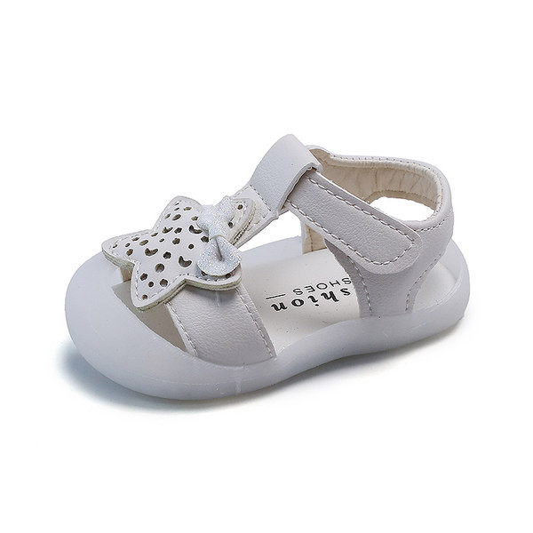Παιδικά σανδάλια με λουράκια βελκρό  σε λευκό και ροζ