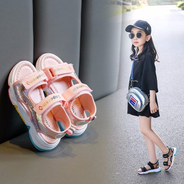 Ikdienas bērnu sandales ar velcro aizdari un fliteriem