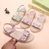 Jauns bērnu sandaļu modelis no eko ādas ar 3D ziedu elementu