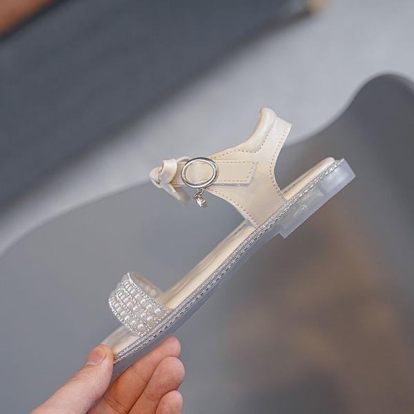 Παιδικά σανδάλια με πέρλες και κορδέλα