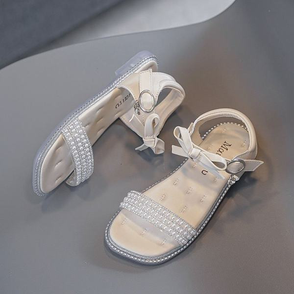 Παιδικά σανδάλια με πέρλες και κορδέλα