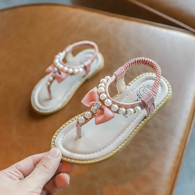 Ležerne sandale s biserima i trakom za djevojčice