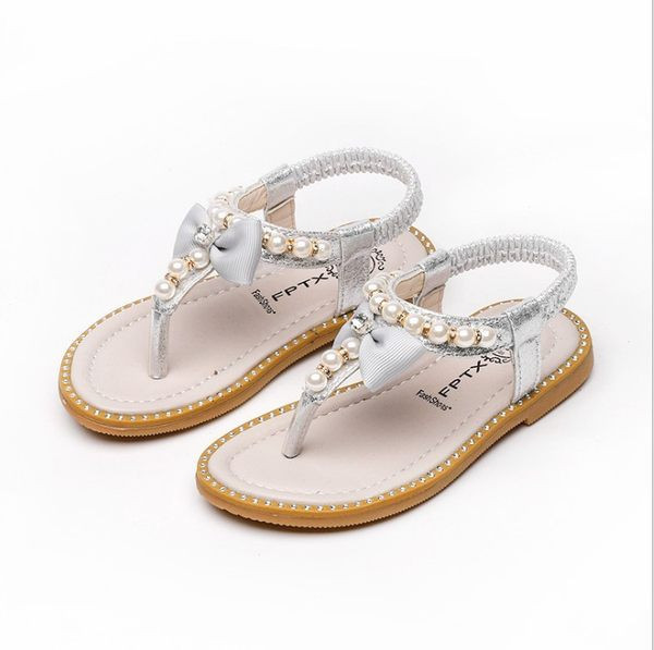 Ležerne sandale s biserima i trakom za djevojčice