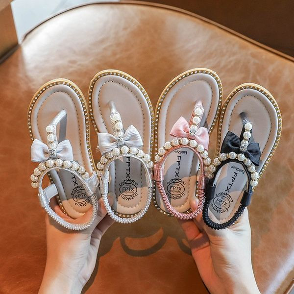 Ležerne sandale s biserima i trakom za djevojčice