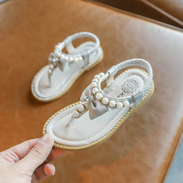 Ležerne sandale s biserima i trakom za djevojčice