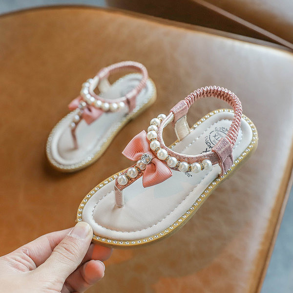 Ležerne sandale s biserima i trakom za djevojčice