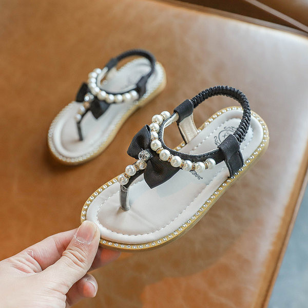 Ležerne sandale s biserima i trakom za djevojčice