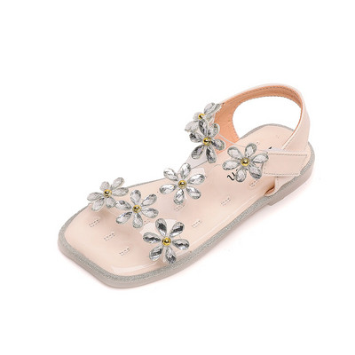 Παιδικά σανδάλια με λουλούδια 3D και velcro