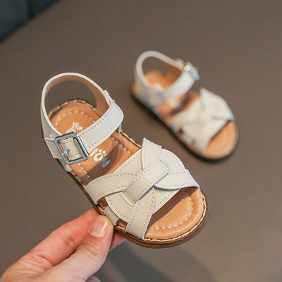 Laste vabaaja nahast sandaalid pandlaga
