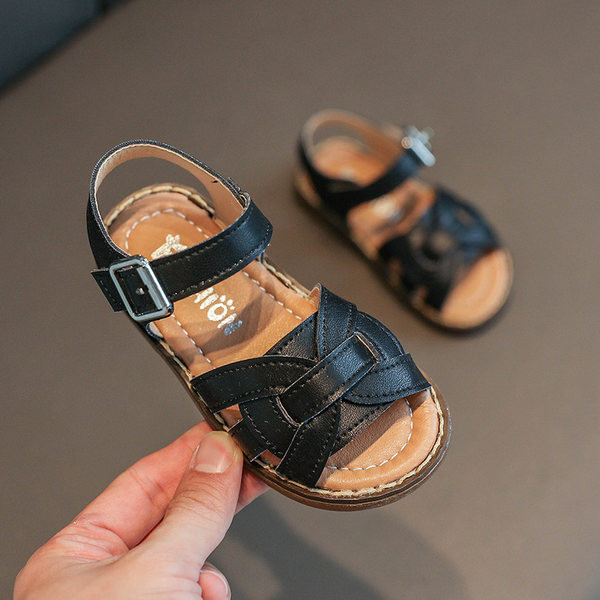 Laste vabaaja nahast sandaalid pandlaga