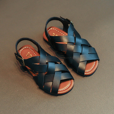 Ikdienas sandales no eko ādas ar metāla sprādzi meitenēm