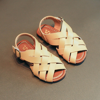 Ikdienas sandales no eko ādas ar metāla sprādzi meitenēm