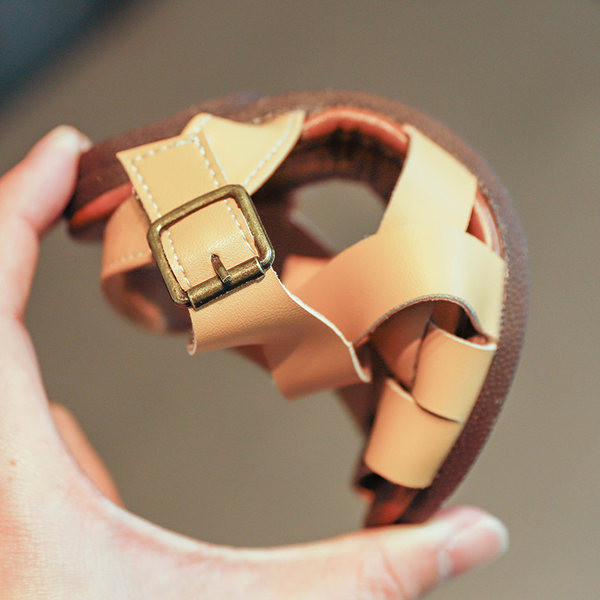 Ikdienas sandales no eko ādas ar metāla sprādzi meitenēm