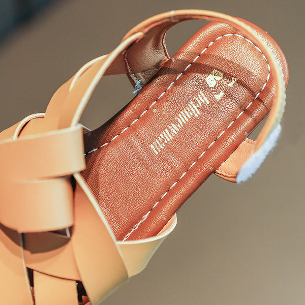 Ikdienas sandales no eko ādas ar metāla sprādzi meitenēm