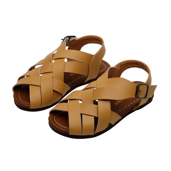 Ikdienas sandales no eko ādas ar metāla sprādzi meitenēm