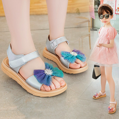 Bērnu sandales ar krāsainu lenti un spīdīgām daļiņām