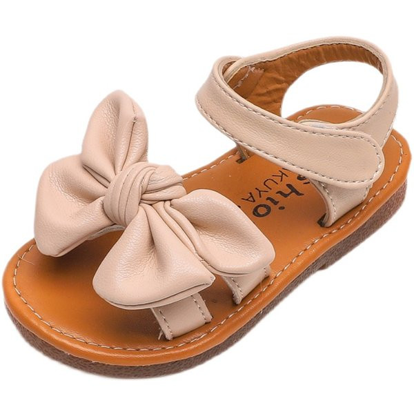 Nahast paela ja lameda tallaga laste sandaalid