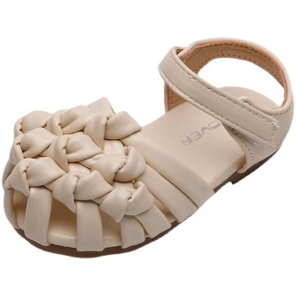 Laste nahast sandaalid plaastrite ja lameda tallaga