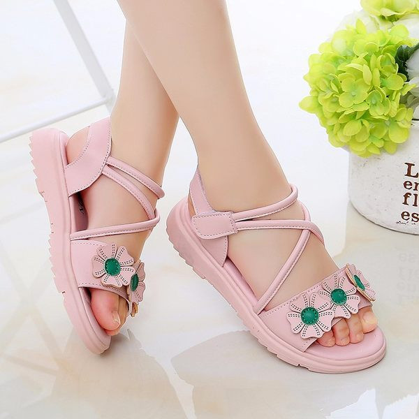 Laste vabaaja kunstnahast sandaalid tüdrukutele