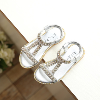 Bērnu sandales ar dekoratīviem akmeņiem noapaļotu rakstu