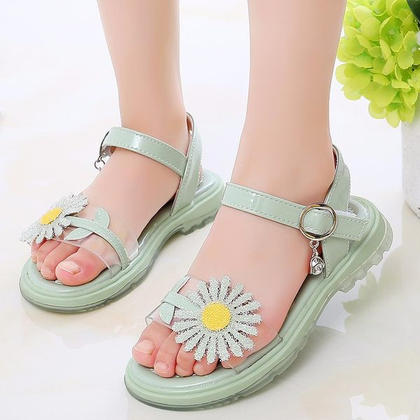Νέο μοντέλο παιδικά σανδάλια με τρισδιάστατο λουλούδι στοιχείο για κορίτσια σε τρία χρώματα