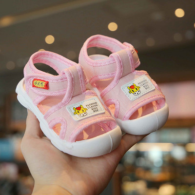 Bērnu tekstila sandales zilā un rozā krāsā