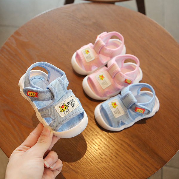 Bērnu tekstila sandales zilā un rozā krāsā