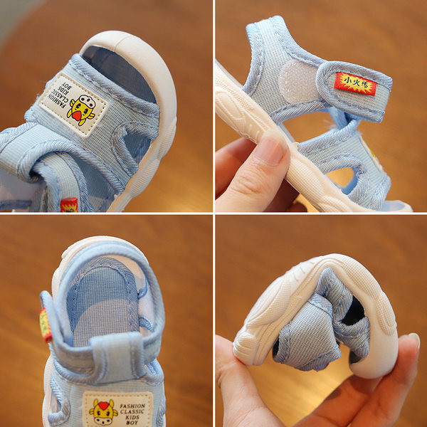 Bērnu tekstila sandales zilā un rozā krāsā