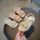 Bērnu sandales meitenēm ar 3D margrietiņām