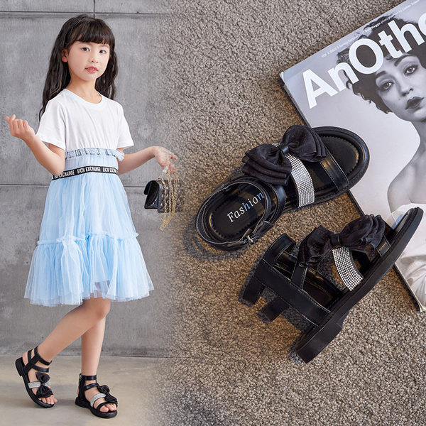 Dječje moderne sandale sa kamenčićima i trakom za djevojčice