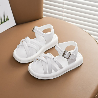 Nahast rihmade ja pandlaga vabaaja laste sandaalid